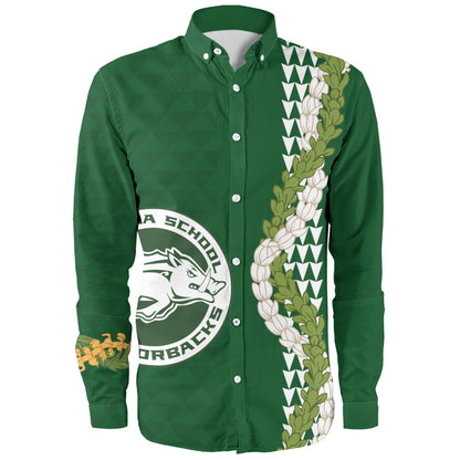 Olomana High & Intermediate School Long Sleeve Shirt Puakenikeni Maile Flower Lei