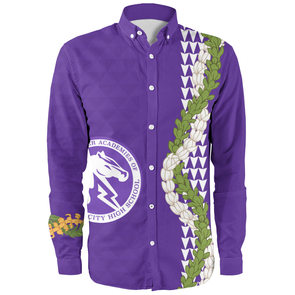 Pearl City High School (Hawaii) Long Sleeve Shirt Puakenikeni Maile Flower Lei
