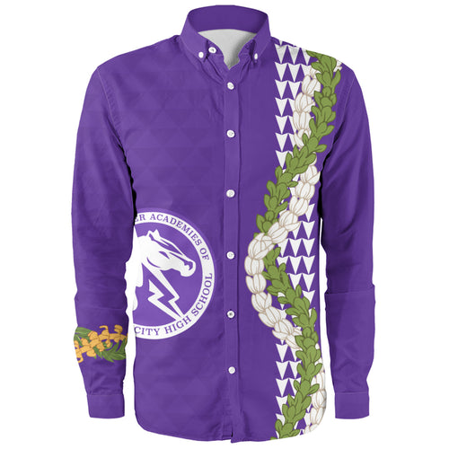 Pearl City High School (Hawaii) Long Sleeve Shirt Puakenikeni Maile Flower Lei