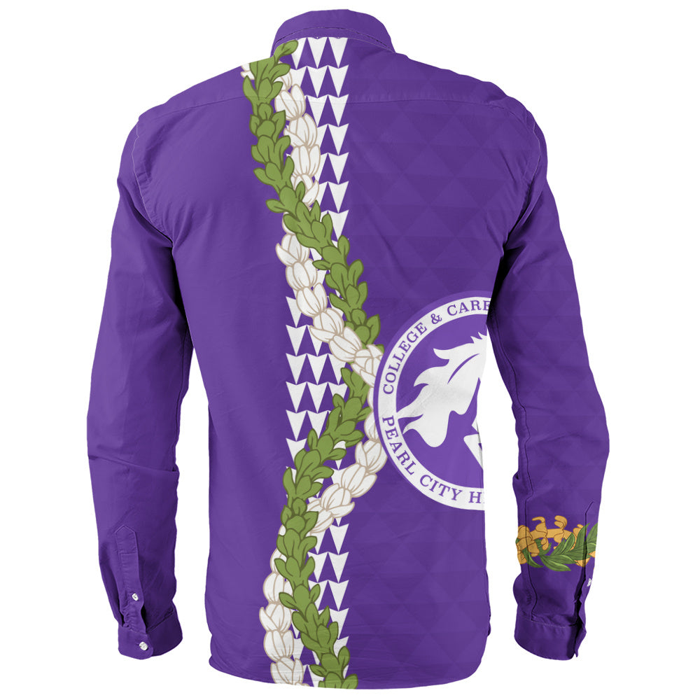 Pearl City High School (Hawaii) Long Sleeve Shirt Puakenikeni Maile Flower Lei