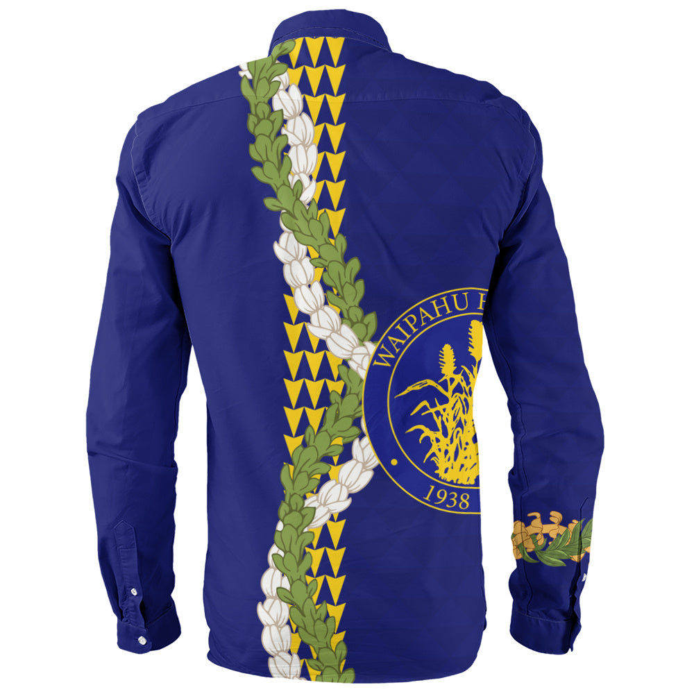 Waipahu High School Long Sleeve Shirt Puakenikeni Maile Flower Lei