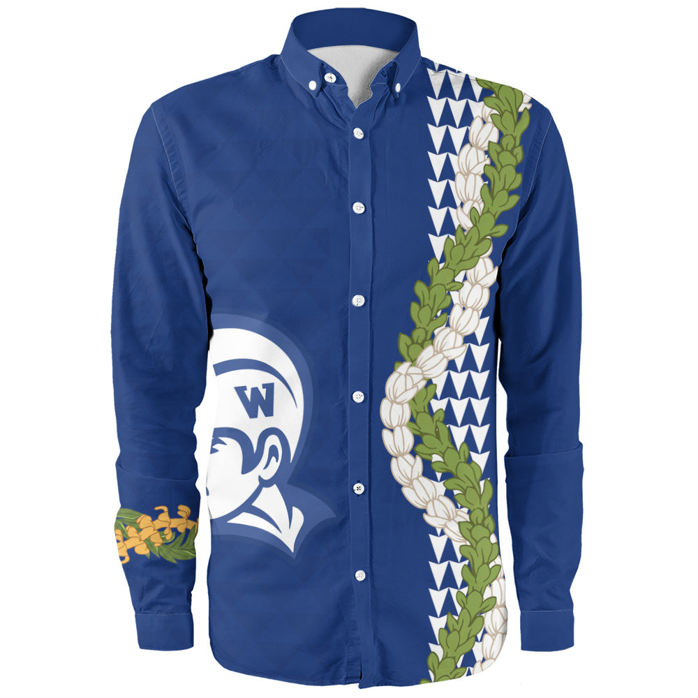 Waimea High School Long Sleeve Shirt Puakenikeni Maile Flower Lei