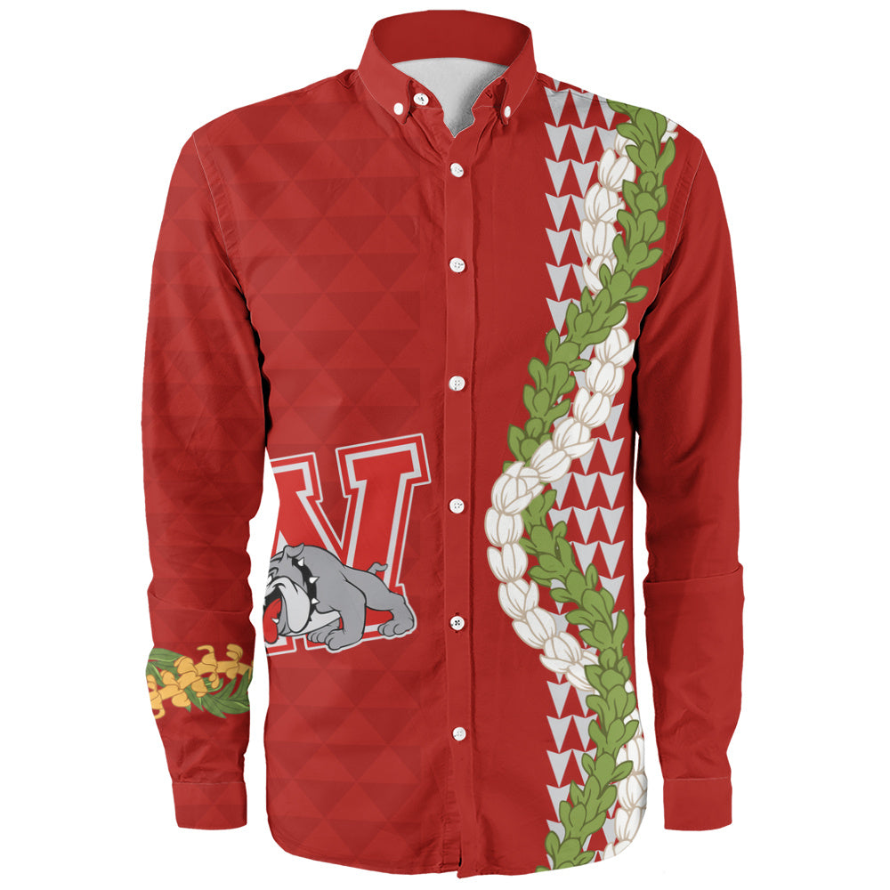 Waialua High and Intermediate School Long Sleeve Shirt Puakenikeni Maile Flower Lei