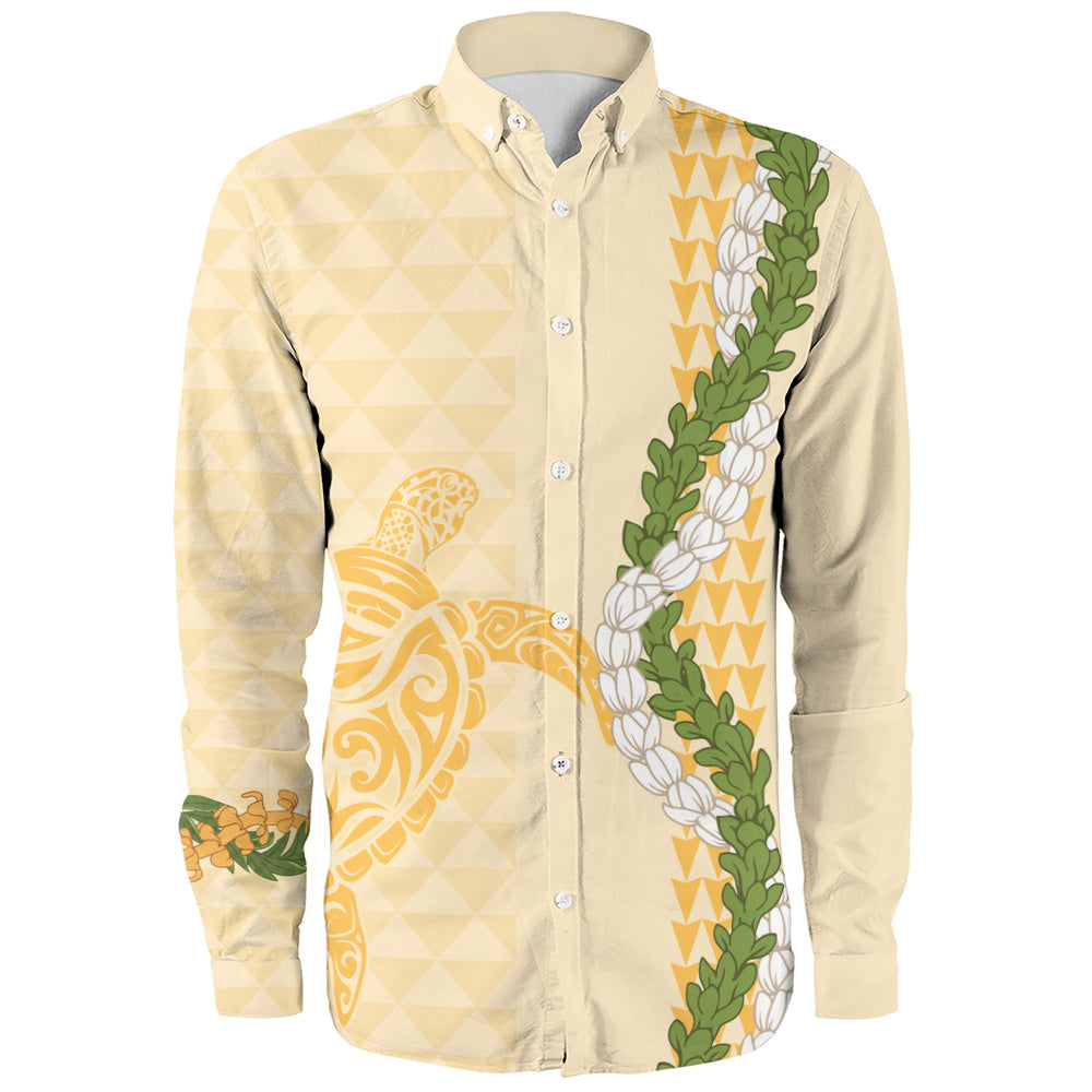 Hawaii Long Sleeve Shirt Turtle Puakenikeni Maile Flower Lei