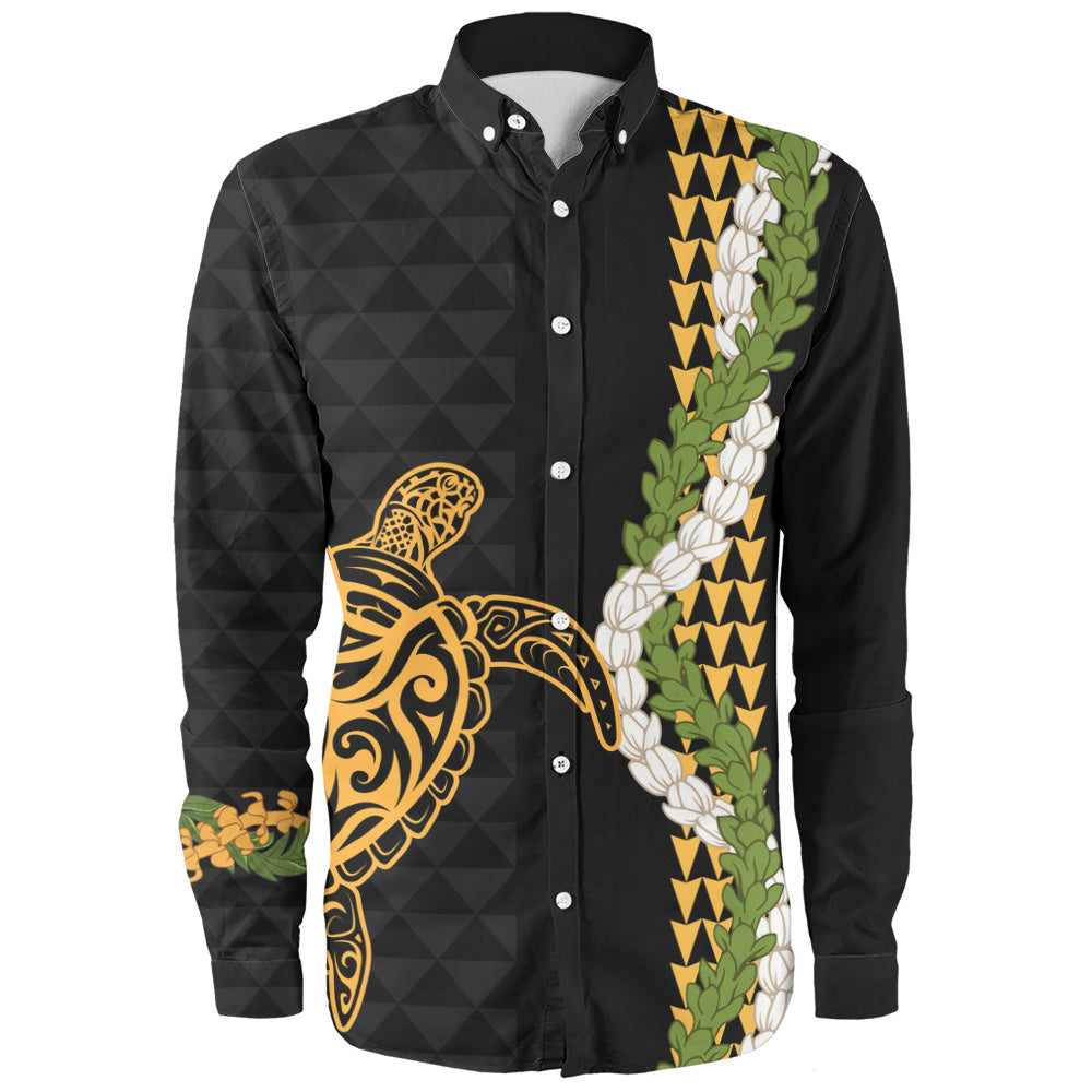 Hawaii Long Sleeve Shirt Turtle Puakenikeni Maile Flower Lei