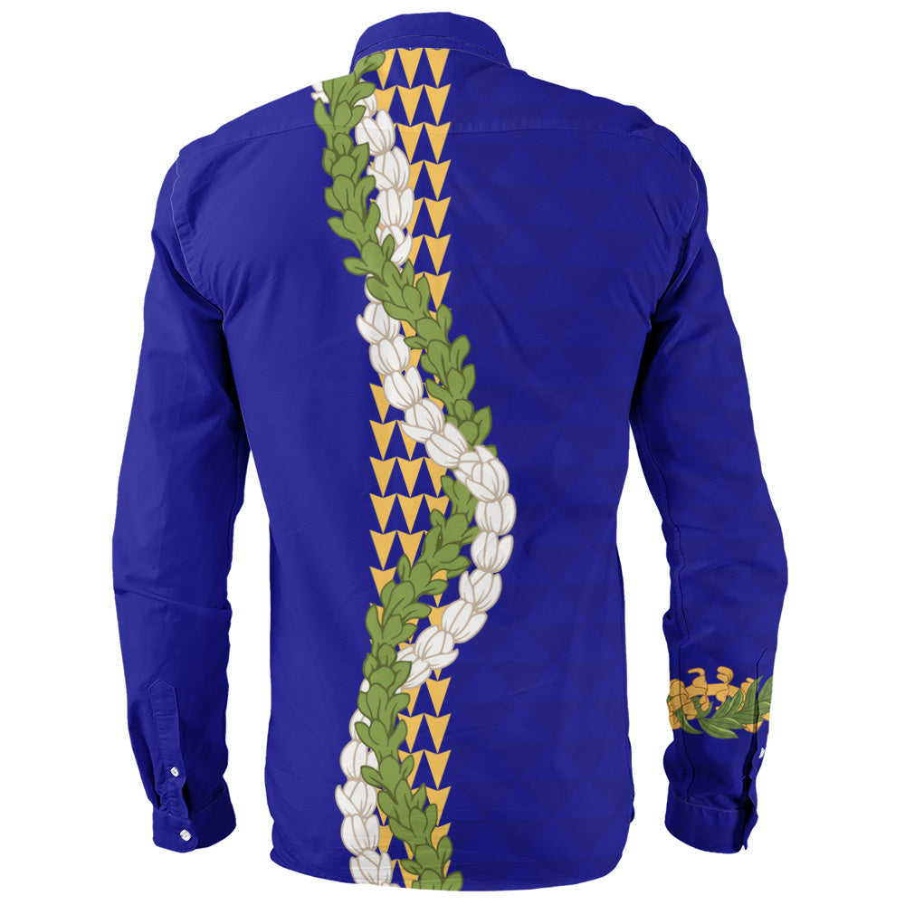 Hawaii Long Sleeve Shirt Turtle Puakenikeni Maile Flower Lei