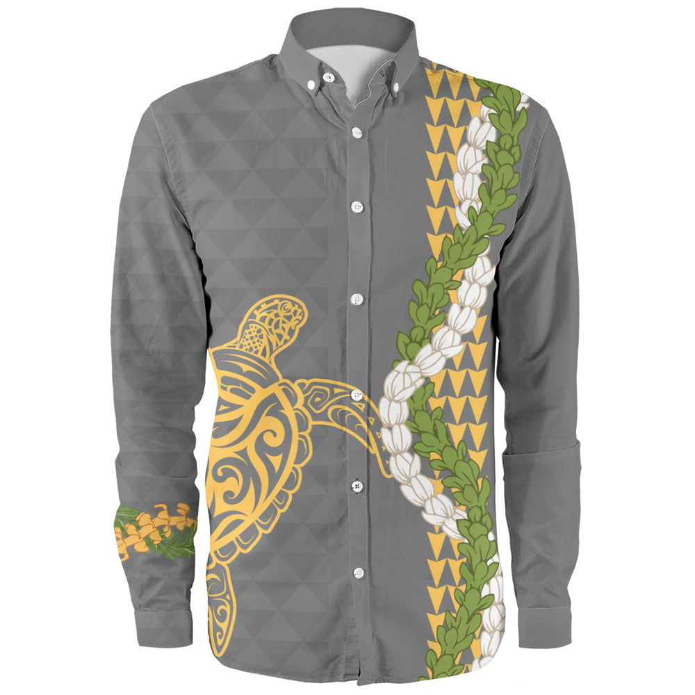 Hawaii Long Sleeve Shirt Turtle Puakenikeni Maile Flower Lei