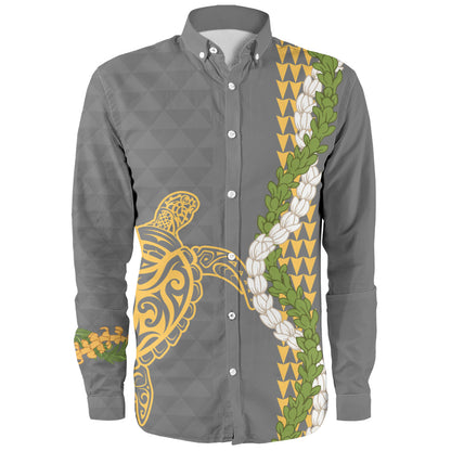 Hawaii Long Sleeve Shirt Turtle Puakenikeni Maile Flower Lei