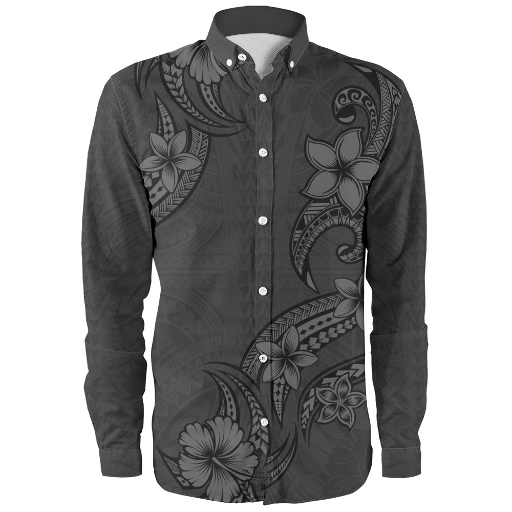 Hawaii Long Sleeve Shirt Plumeria Tribal Wave