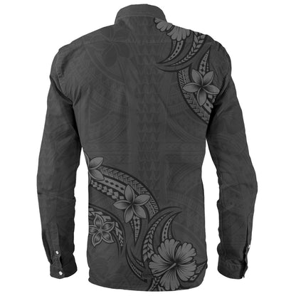 Hawaii Long Sleeve Shirt Plumeria Tribal Wave