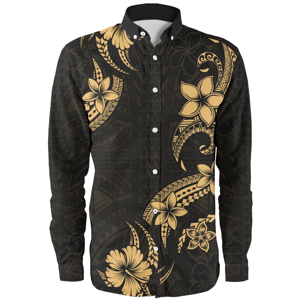 Hawaii Long Sleeve Shirt Plumeria Tribal Wave