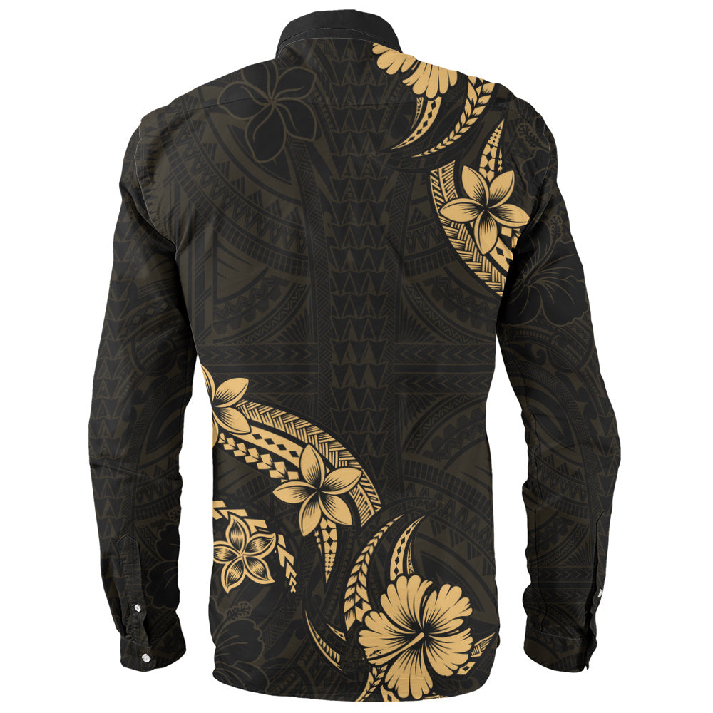 Hawaii Long Sleeve Shirt Plumeria Tribal Wave