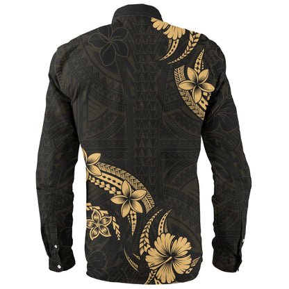 Hawaii Long Sleeve Shirt Plumeria Tribal Wave