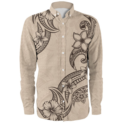 Hawaii Long Sleeve Shirt Plumeria Tribal Wave