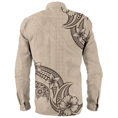 Hawaii Long Sleeve Shirt Plumeria Tribal Wave
