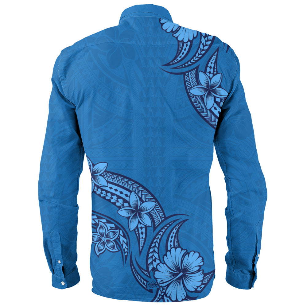 Hawaii Long Sleeve Shirt Plumeria Tribal Wave
