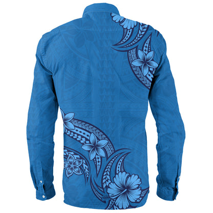 Hawaii Long Sleeve Shirt Plumeria Tribal Wave