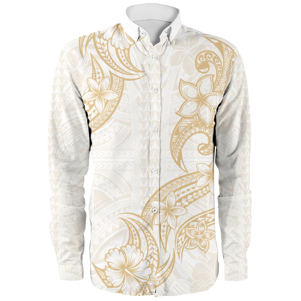 Hawaii Long Sleeve Shirt Plumeria Tribal Wave