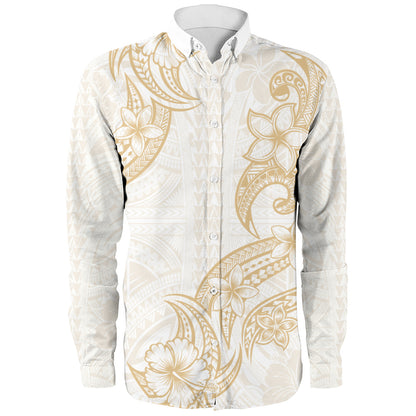 Hawaii Long Sleeve Shirt Plumeria Tribal Wave