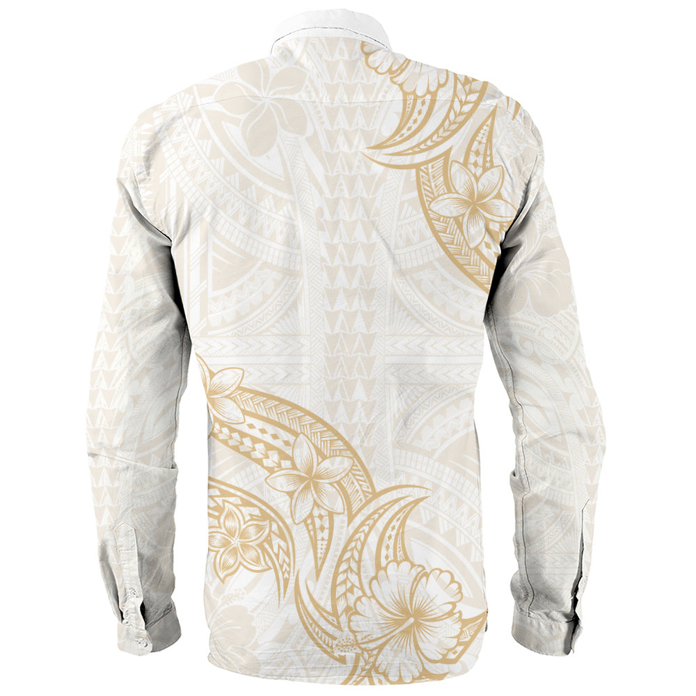 Hawaii Long Sleeve Shirt Plumeria Tribal Wave