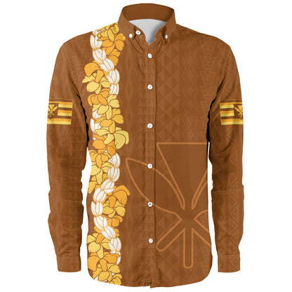 Hawaii Long Sleeve Shirt Flower Lei Kanaka Maoli Polynesia Island Style