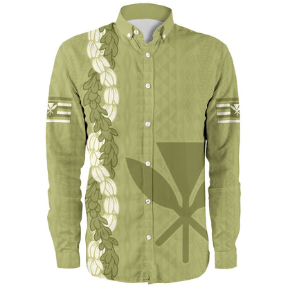 Hawaii Long Sleeve Shirt Flower Lei Kanaka Maoli Polynesia Island Style