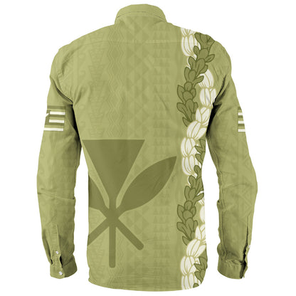 Hawaii Long Sleeve Shirt Flower Lei Kanaka Maoli Polynesia Island Style