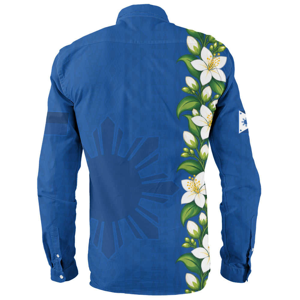 Philippines Filipinos Long Sleeve Shirt Sampaguita Flower Tribal Polynesian Sun Island Style