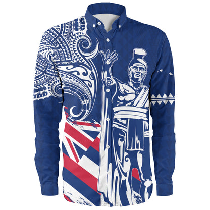 Hawaii Long Sleeve Shirt King Kamehameha Hawaiian Flag Polynesian Pride