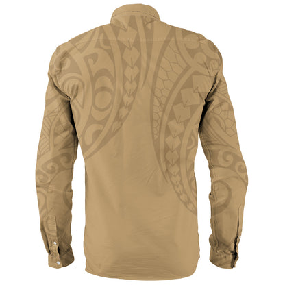 Hawaii Long Sleeve Shirt Map Kakau Style Golden