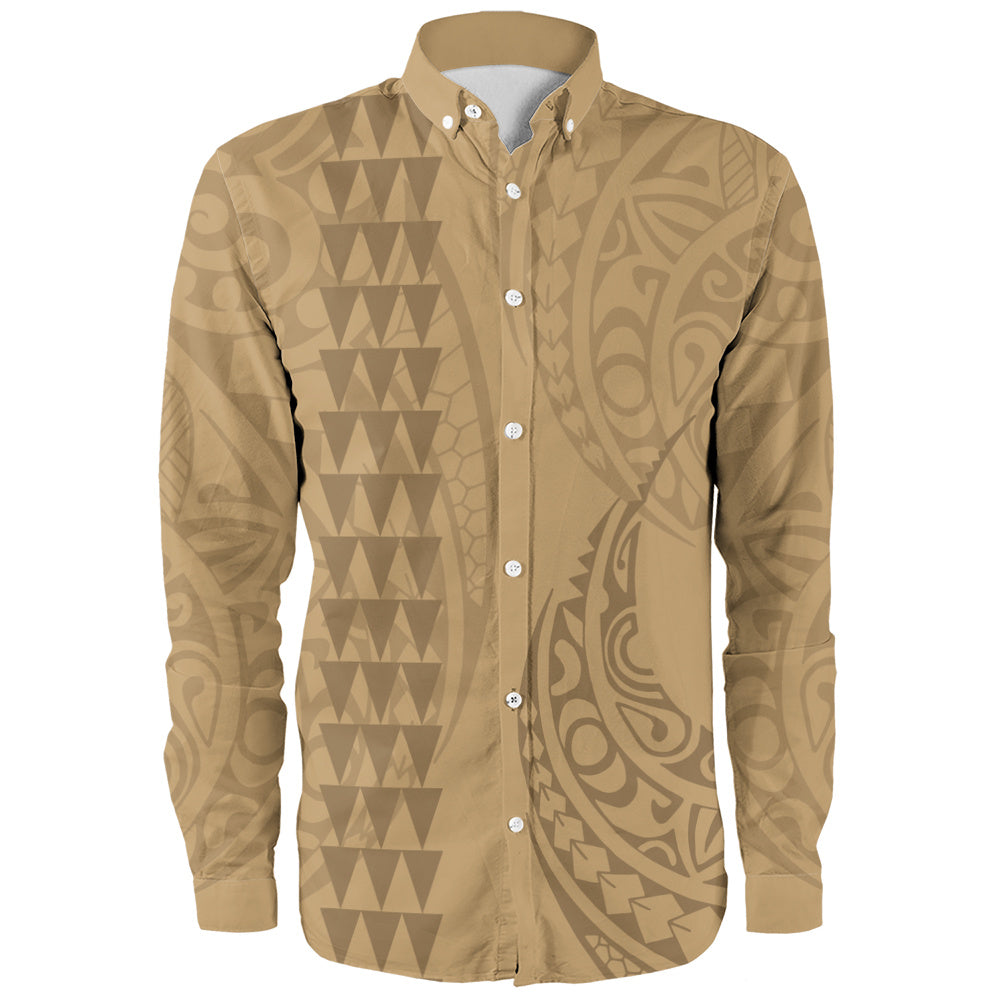 Hawaii Long Sleeve Shirt Only Polynesian Kakau Style Golden