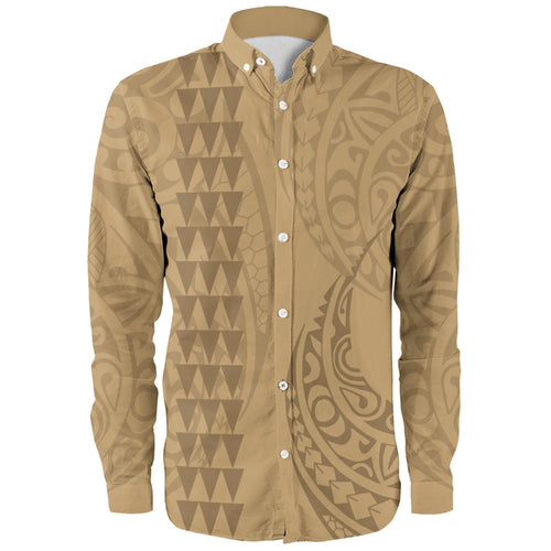 Hawaii Long Sleeve Shirt Only Polynesian Kakau Style Golden