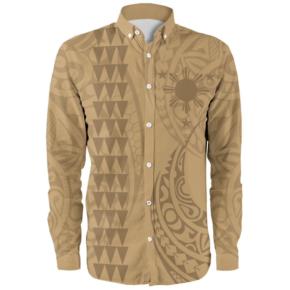 Philippines Filipinos Long Sleeve Shirt Kakau Style Golden