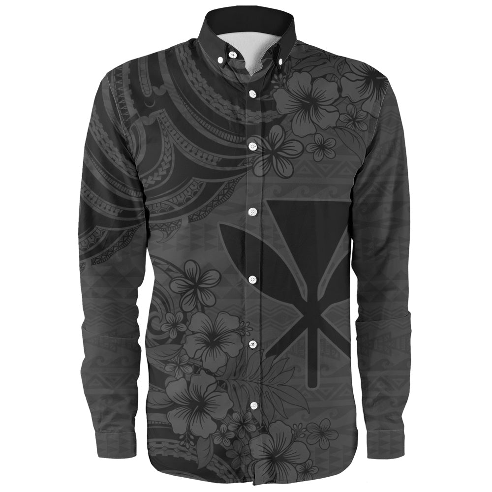 Hawaii Long Sleeve Shirt Kanaka Maoli Hibiscus Polynesian Tribal Print Style