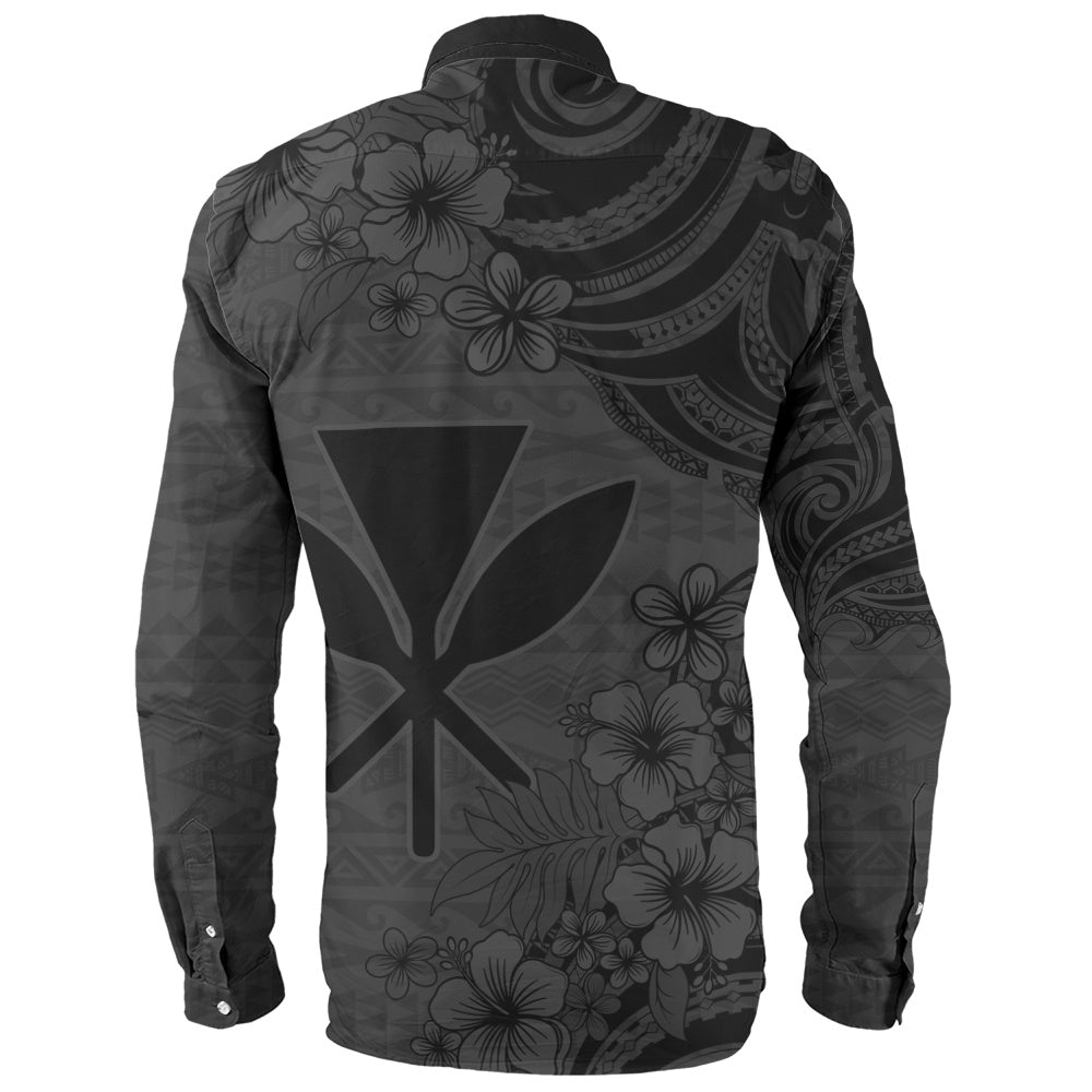 Hawaii Long Sleeve Shirt Kanaka Maoli Hibiscus Polynesian Tribal Print Style