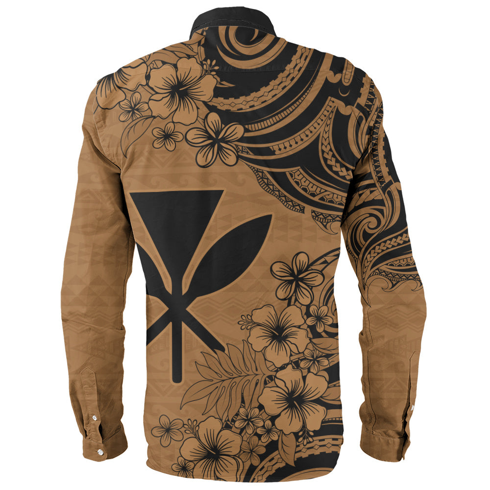 Hawaii Long Sleeve Shirt Kanaka Maoli Hibiscus Polynesian Tribal Print Style