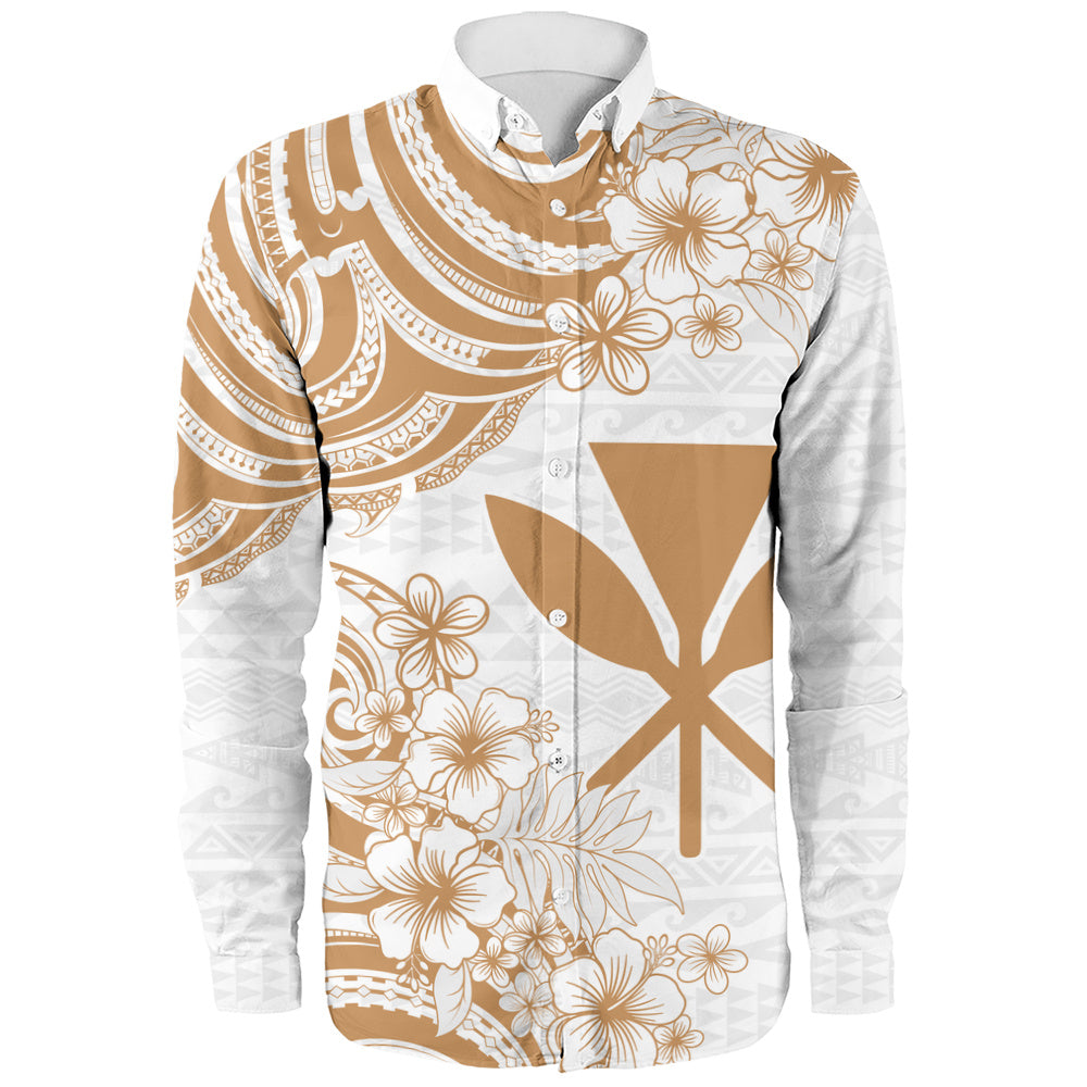Hawaii Long Sleeve Shirt Kanaka Maoli Hibiscus Polynesian Tribal Print Style