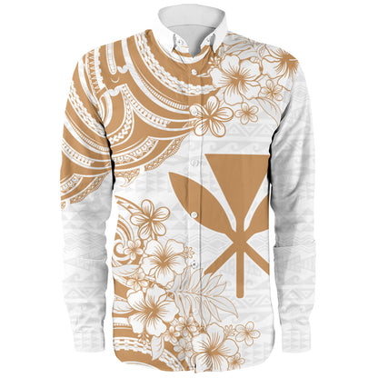 Hawaii Long Sleeve Shirt Kanaka Maoli Hibiscus Polynesian Tribal Print Style