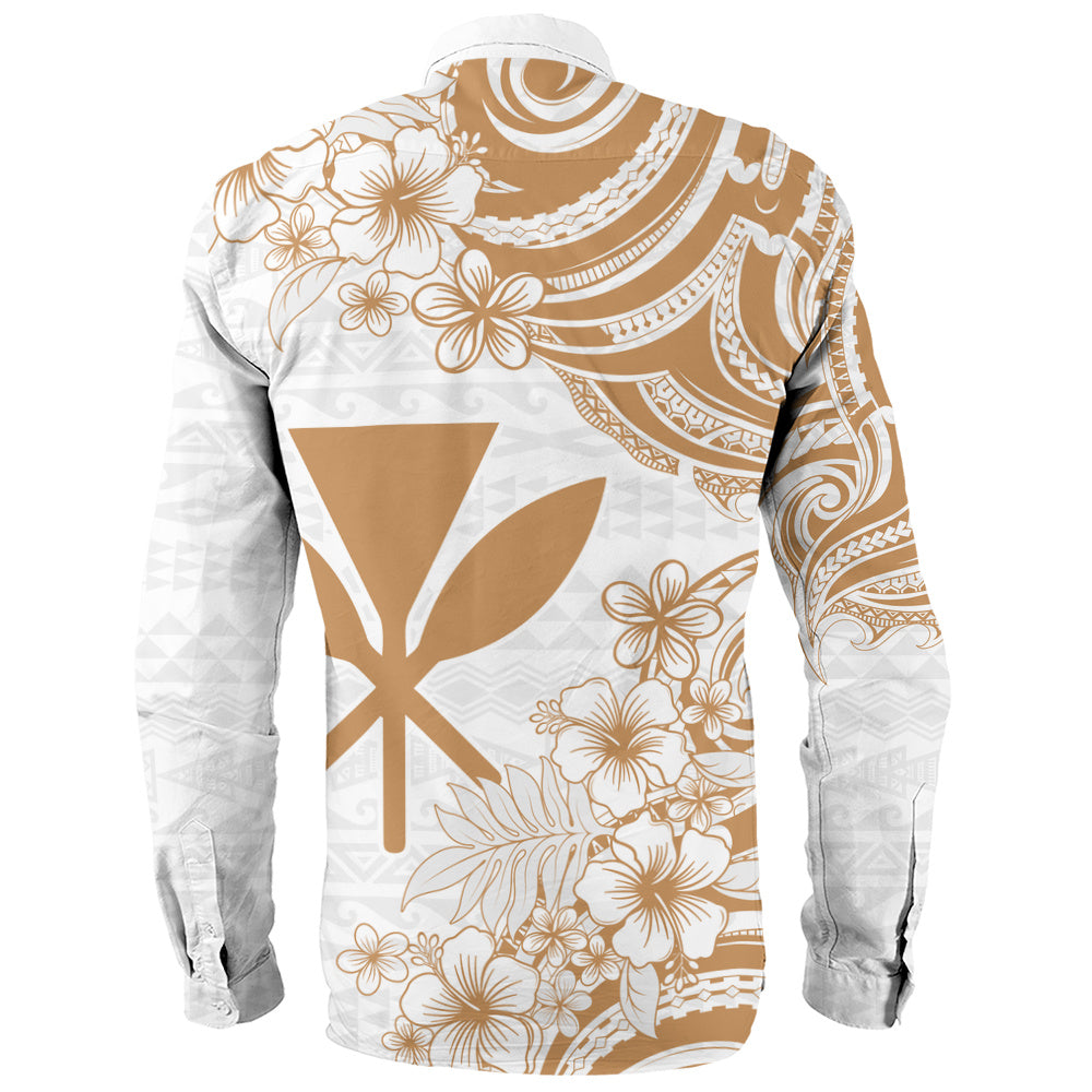 Hawaii Long Sleeve Shirt Kanaka Maoli Hibiscus Polynesian Tribal Print Style