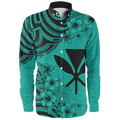 Hawaii Long Sleeve Shirt Kanaka Maoli Hibiscus Polynesian Tribal Print Style