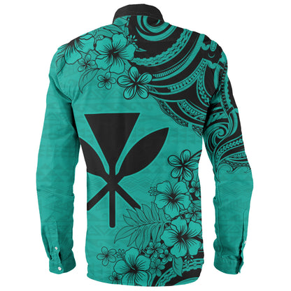 Hawaii Long Sleeve Shirt Kanaka Maoli Hibiscus Polynesian Tribal Print Style