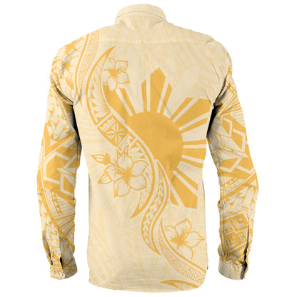 Philippines Filipinos Long Sleeve Shirt Sun and Sampaguita Flower Tribal Pattern