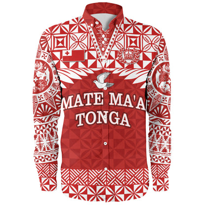 Tonga Long Sleeve Shirt Mate Ma'a Tonga Rugby Royal Crown Polynesian Tribal Pride