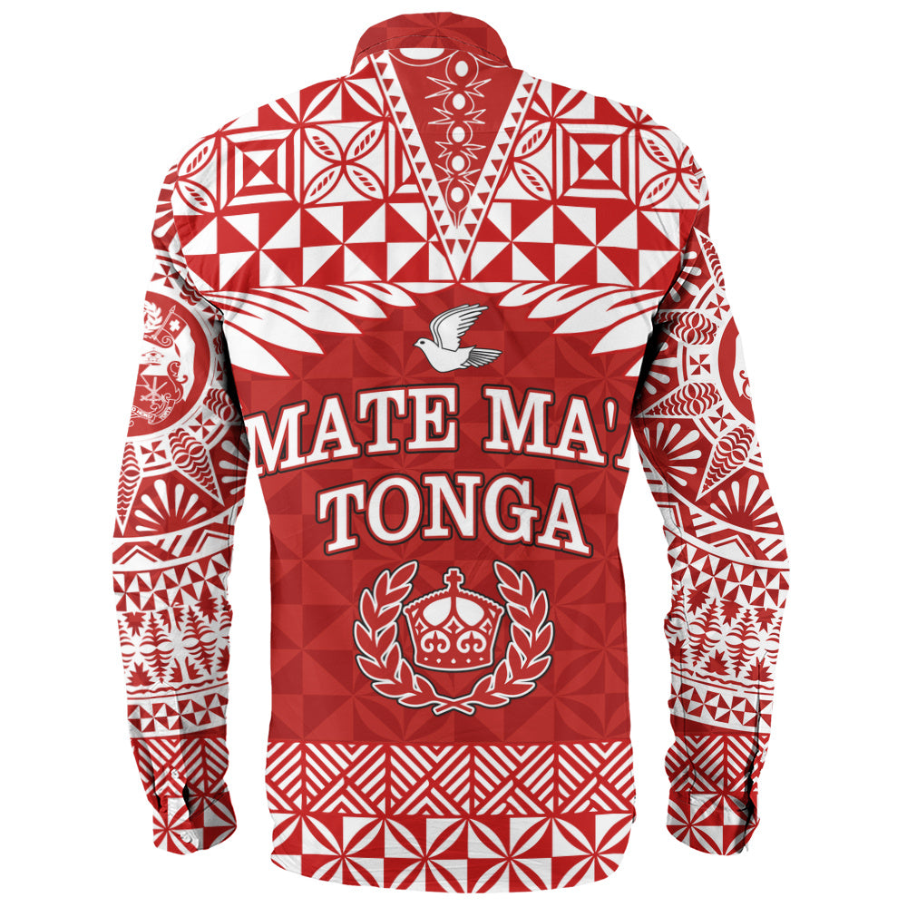 Tonga Long Sleeve Shirt Mate Ma'a Tonga Rugby Royal Crown Polynesian Tribal Pride