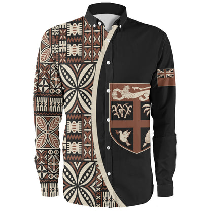 Fiji Long Sleeve Shirt Coat Of Arms Traditional Fijian Tribal Heritage