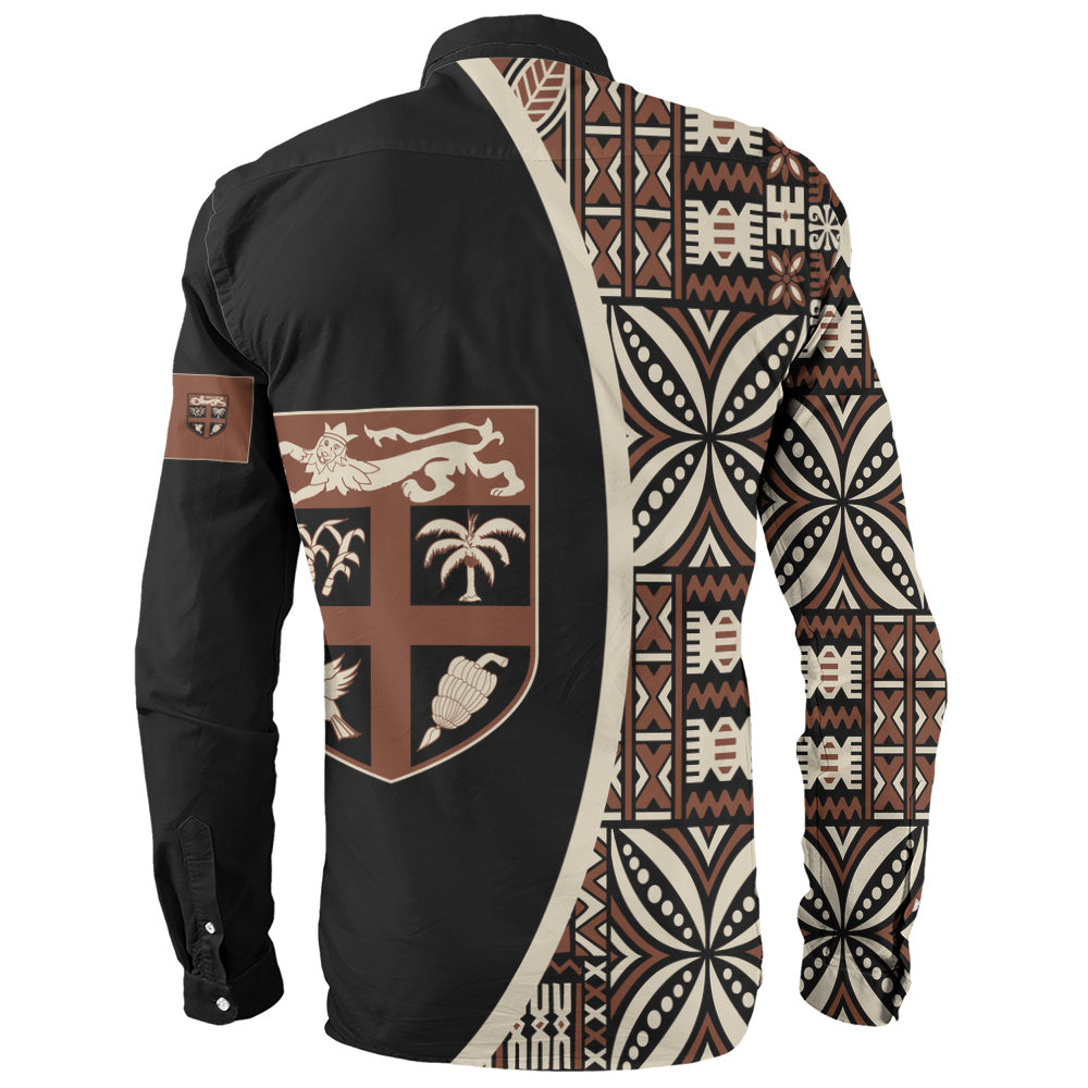 Fiji Long Sleeve Shirt Coat Of Arms Traditional Fijian Tribal Heritage