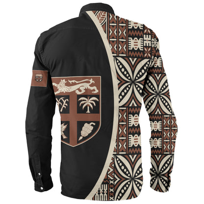 Fiji Long Sleeve Shirt Coat Of Arms Traditional Fijian Tribal Heritage