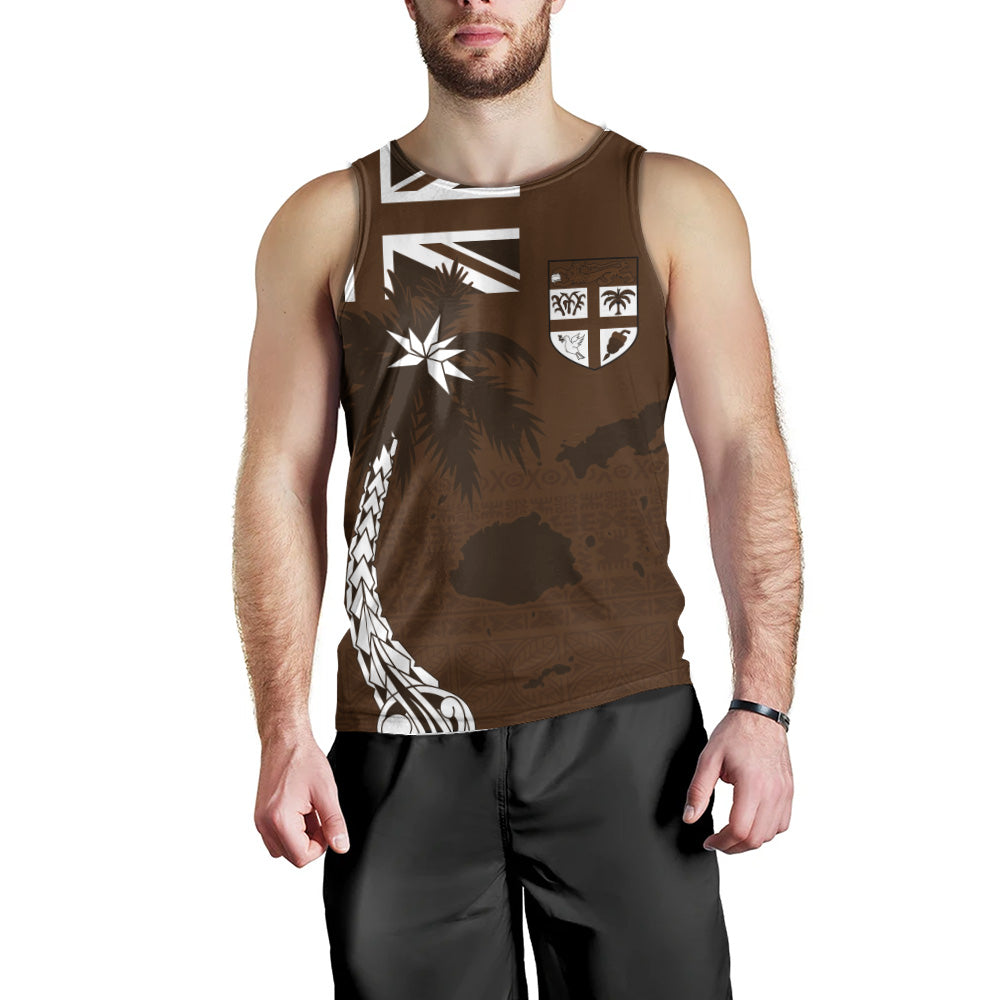 Fiji Tank Top Coat Of Arms Flag Islands Brown Tapa Style