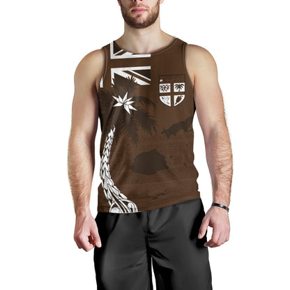 Fiji Tank Top Coat Of Arms Flag Islands Brown Tapa Style