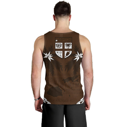 Fiji Tank Top Coat Of Arms Flag Islands Brown Tapa Style